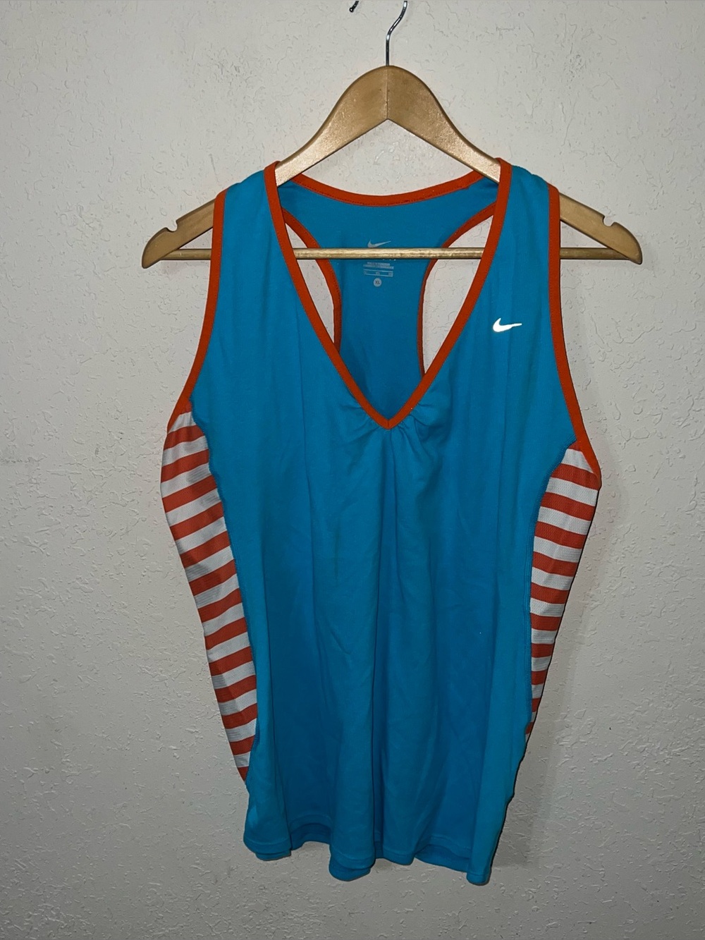 Nike Blue Orange Striped Tank Top Dri Fit Size XL.